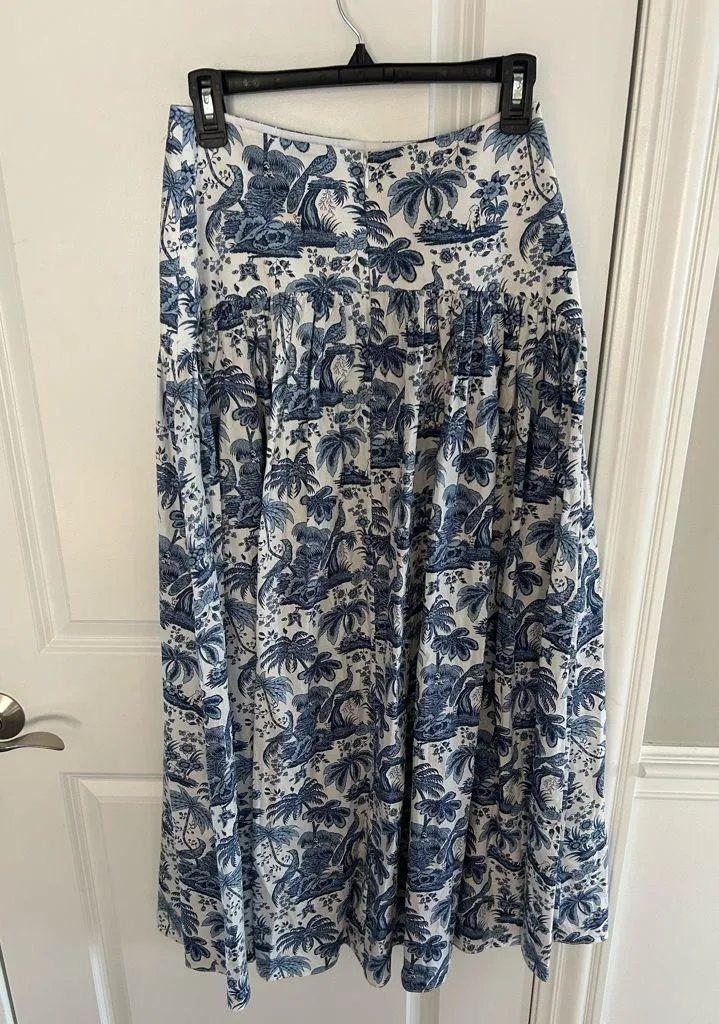 STAUD Procida Cotton Toile Maxi Skirt Blue Size 4 - Image 4