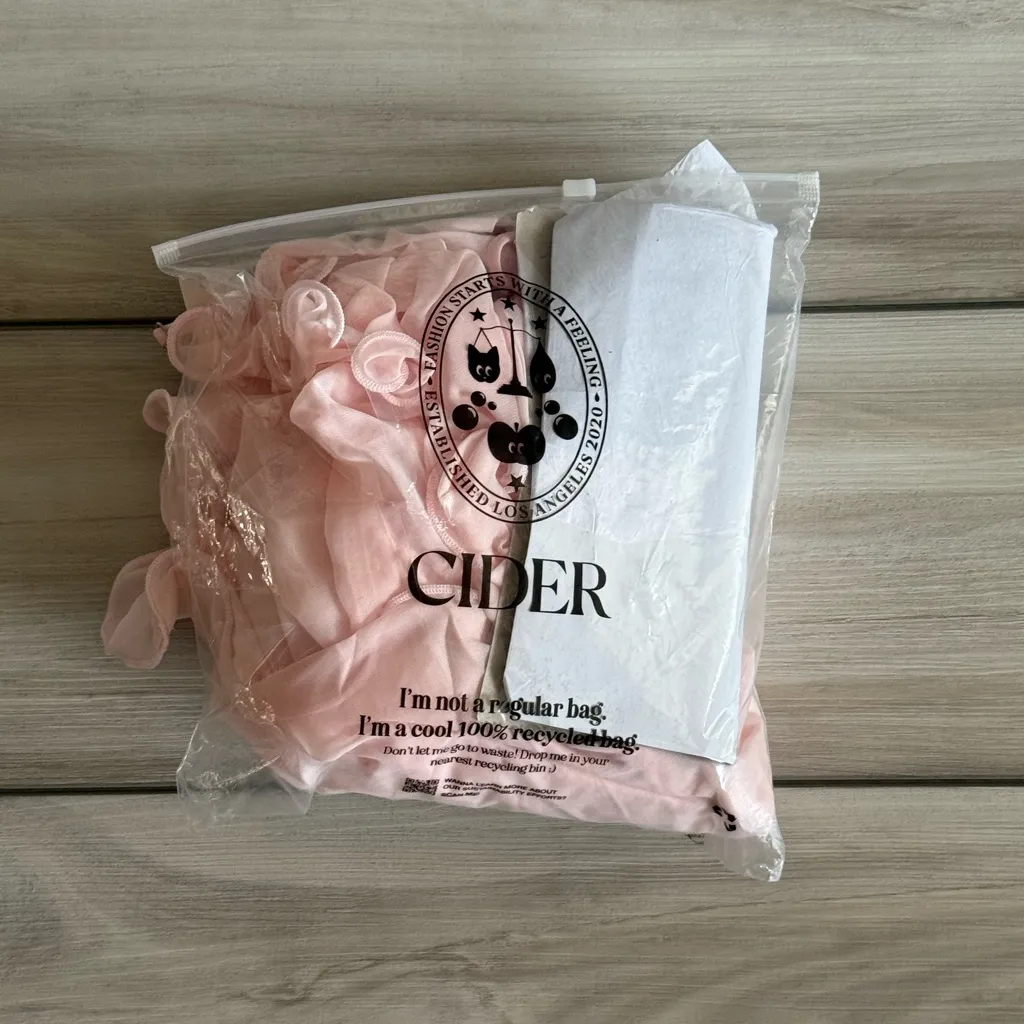 CIDER Ruffle Hem Knotted Layered Cami Top Pink XS NWT IN PACKAGE - Image 10