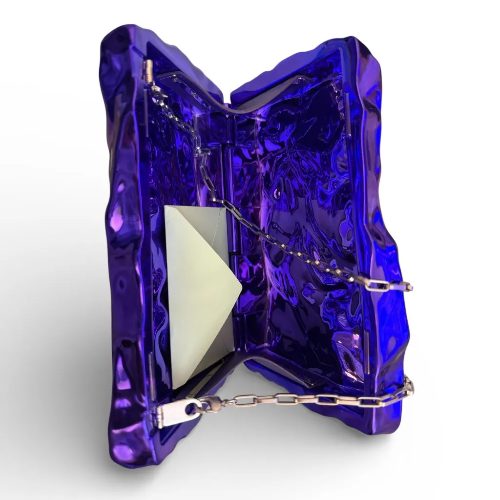 NWT Off-White Crushed “Sculpture” Clutch w Dustbag – Violet Purple - MSRP $2270 - Image 3