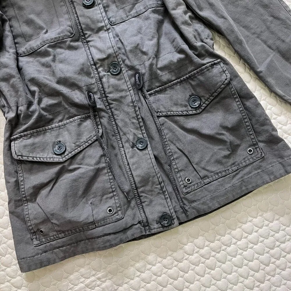 NWOT LEVI’S Womens Red Tab Sz M Grey Anorak Jacket Hooded Zip Up Lined W/Buttons - Image 8