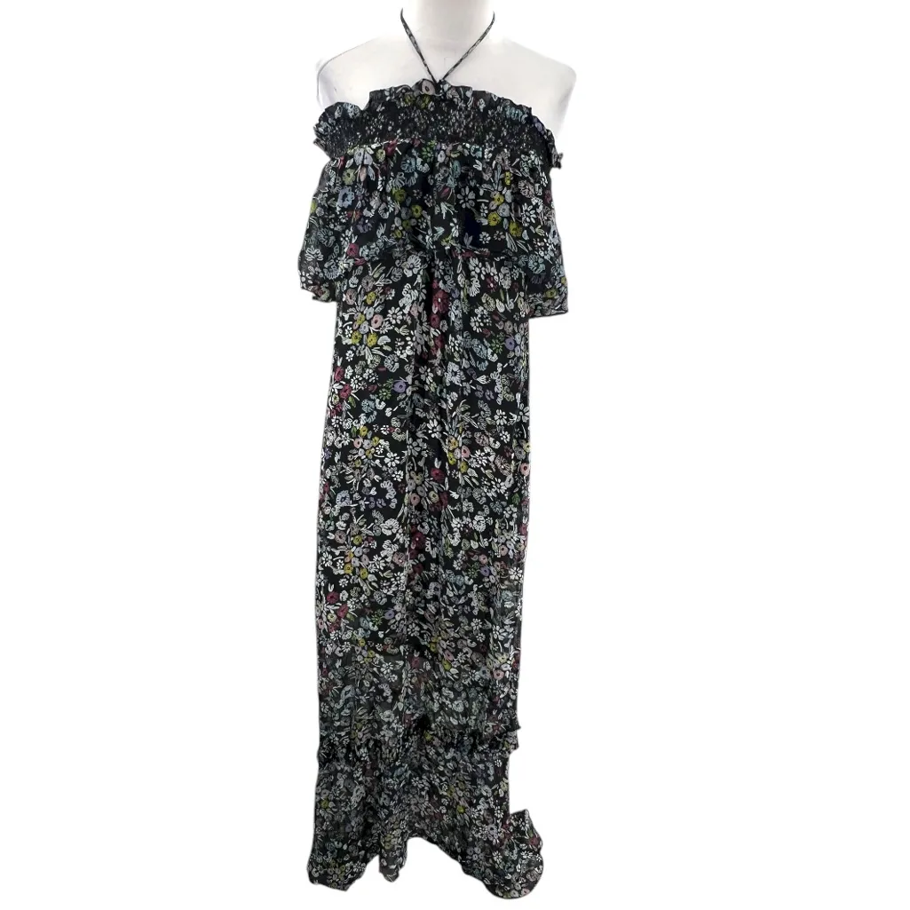 Rebecca Minkoff Lima off the shoulder tie neck floral maxi dress sz 6 - Image 10