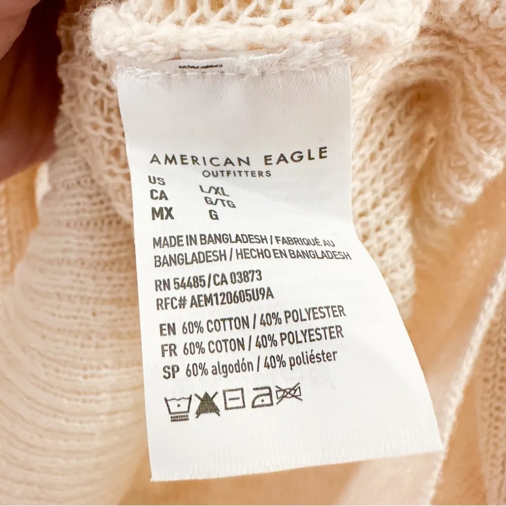 American Eagle Ivory Cream V Neck Oversized Tunic Sweater sz L/XL - Image 5