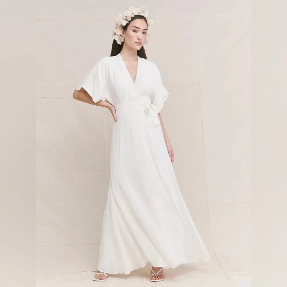 Reformation‎ Winslow Wrap Dress, Adjustable, White/Ivory, Size Small NWT - Image 5