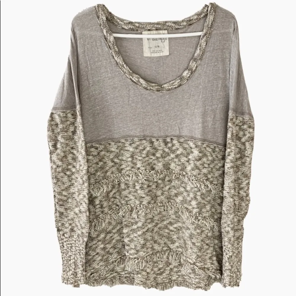 We The Free layered fringe knit top Size Large - Image 3