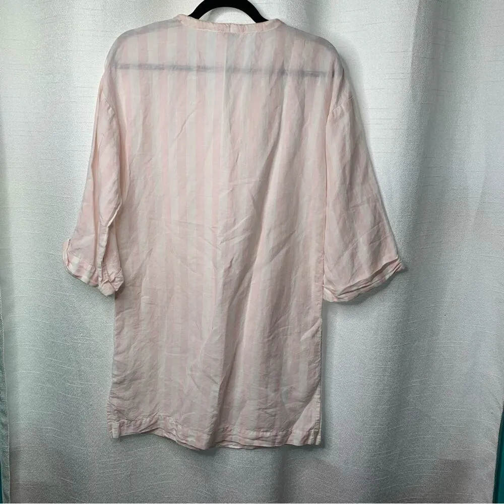 J Crew Beachwear linen blend pink striped‎ tunic size XS - Image 11