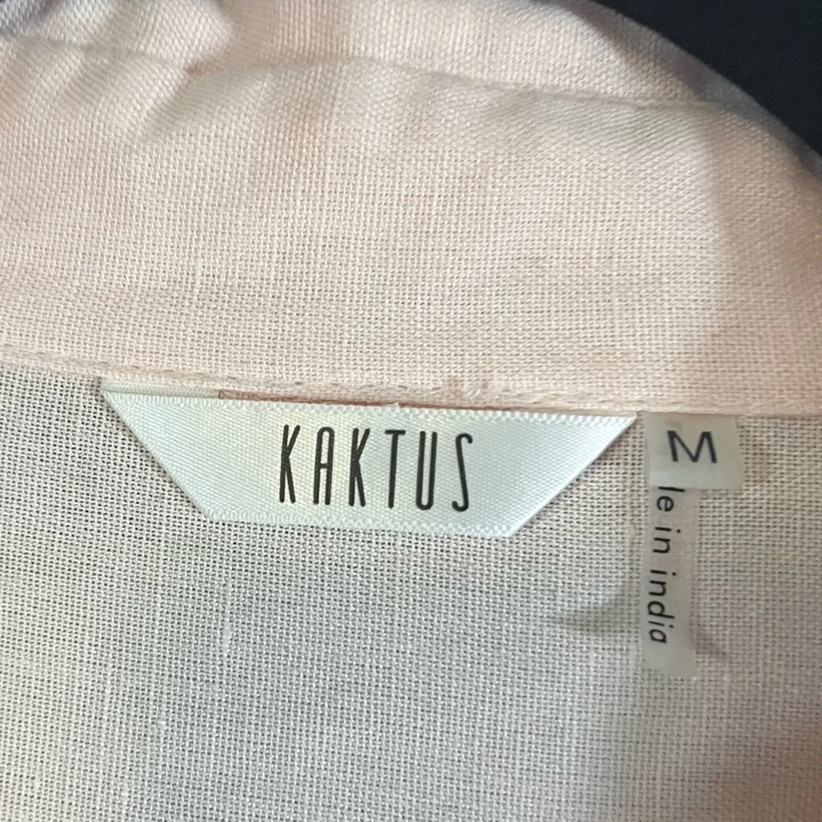 Kaktus Pale Pink Linen Blend Button‎ Front Dress Size Medium - Image 8