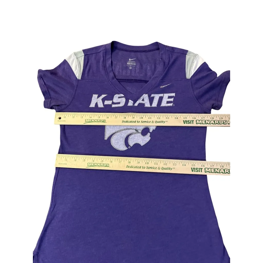 Nike K-State Wildcats Womens V-Neck Short Sleeve T-Shirt Purple M Used - Image 10