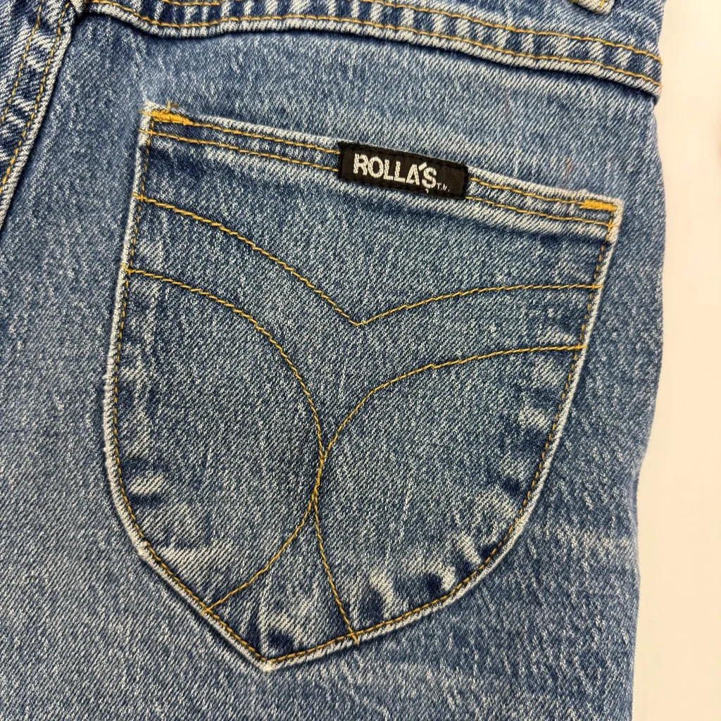 Rolla’s Original Short High Rise Cut Off Medium Juliet Wash Blue Denim Shorts Size 24 - Image 13