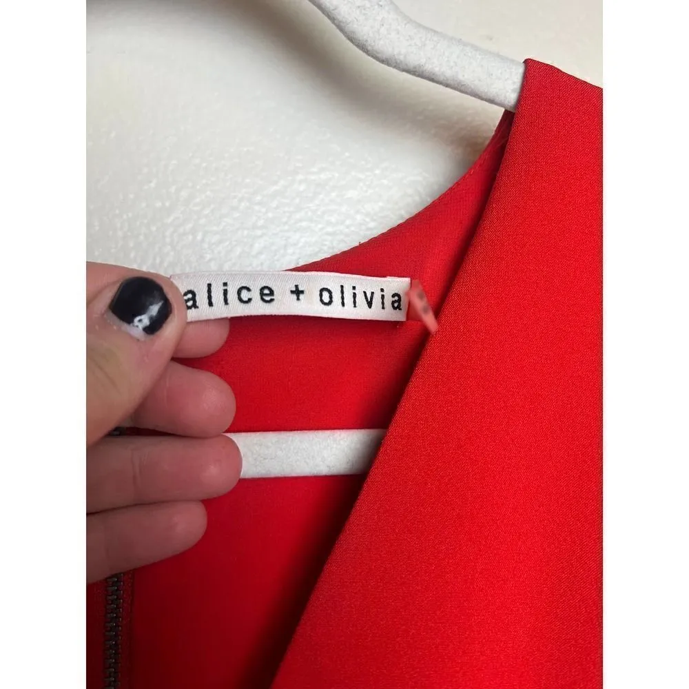 Alice + Olivia Lennon Red Sleeveless Front Zipper Dress Sz. 6 - Image 4