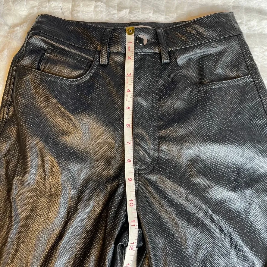 Revolve DANIELLE BERNSTEIN Croc Flare‎ Faux Leather Pants 25 Black High Waist - Image 5