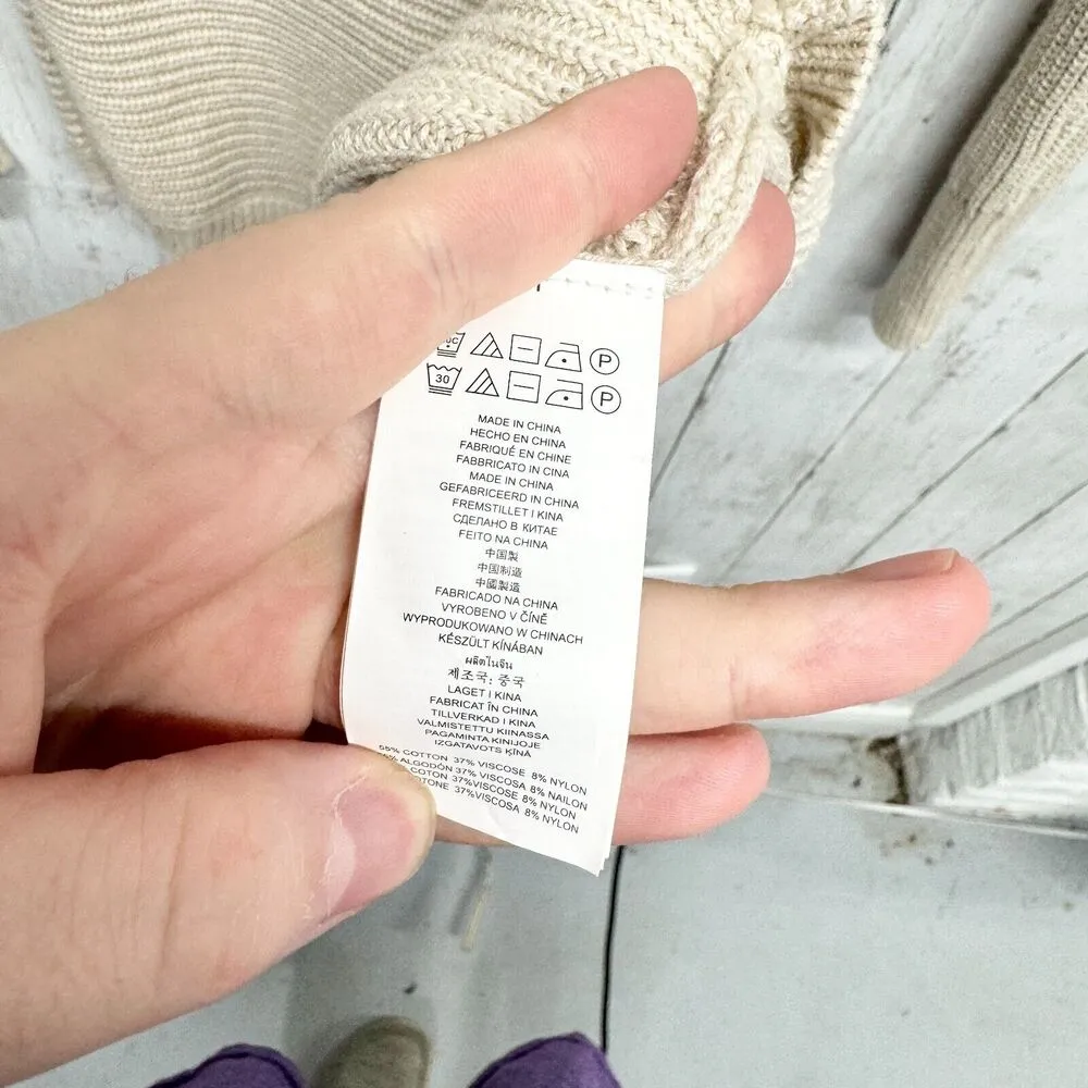 Michael Kors Sweater Women Size S Turtle Neck Ivory Long Sleeve Knit Top - Image 2