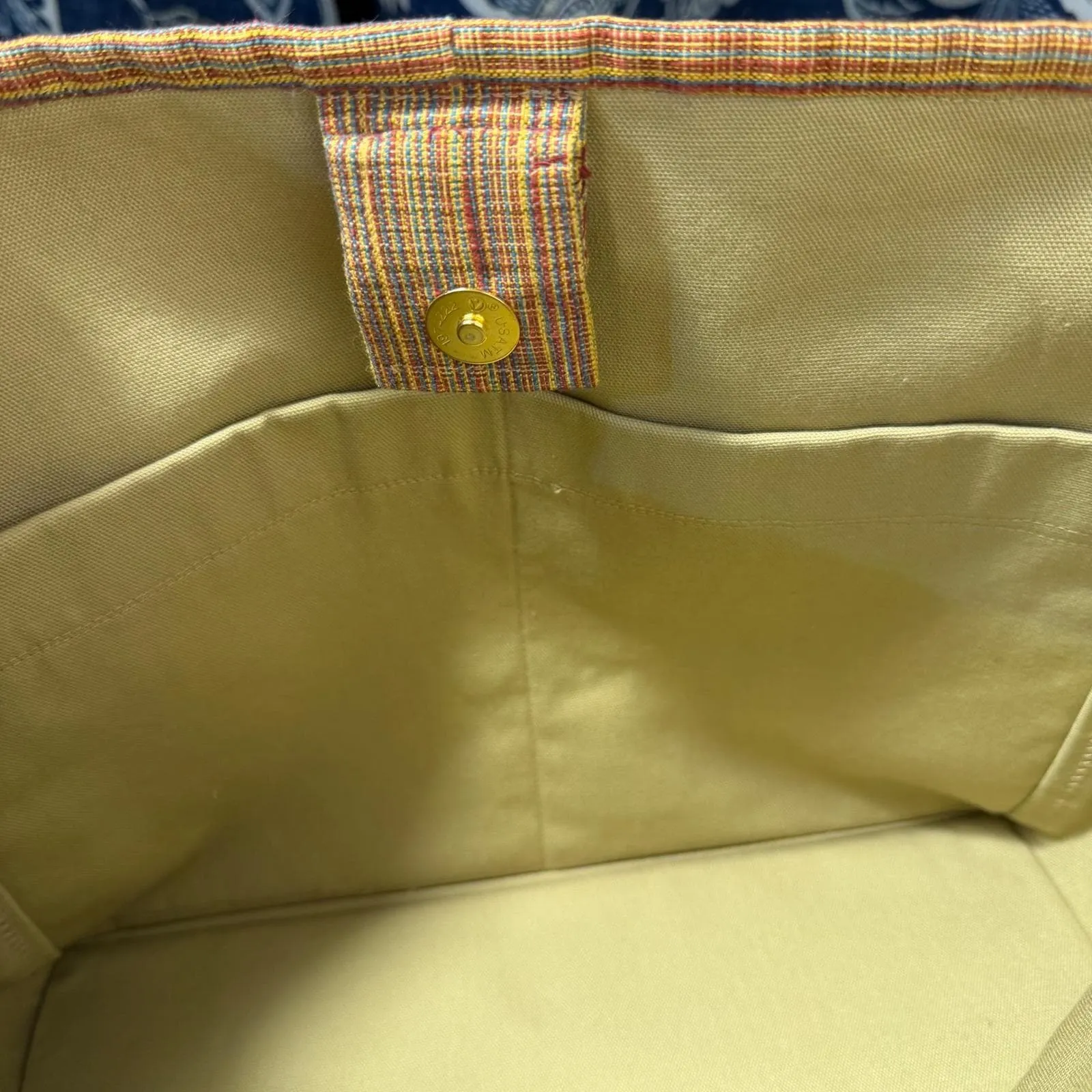 Handmade Vintage Tapestry Tote Bag Teapot Motif Fabric Gold Purse w Tassel - Image 10