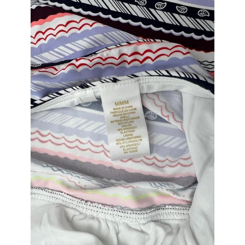 Anne Cole Striped Deep V Cutout Halter Neck Tankini Swim Top Multicolor Size M N - Image 7