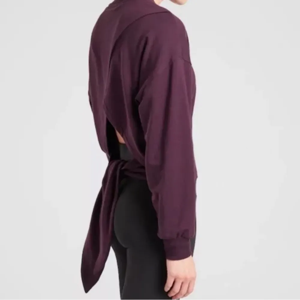Athleta Tie Back Yoga Sweatshirt, Agate Purple, Small - Image 3