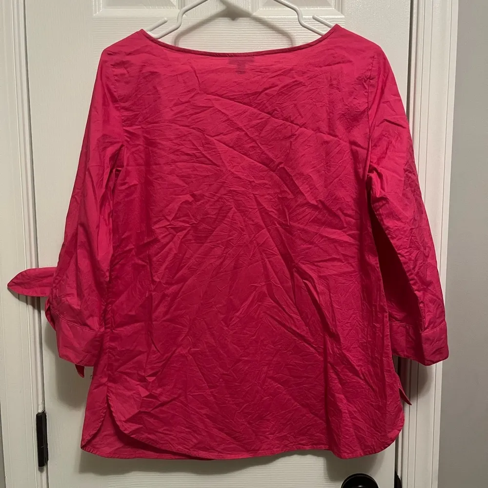 Women’s Talbots 100% Cotton 3/4 Tie Sleeves Crewneck Pink Casual or dress up M - Image 5