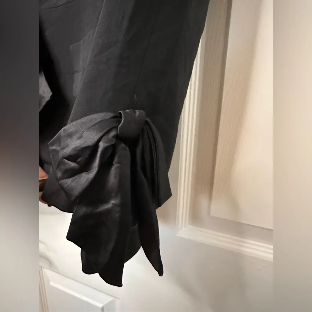 Nikki Silk Elegant Black Women's Blazer Bow Accents - Image 4