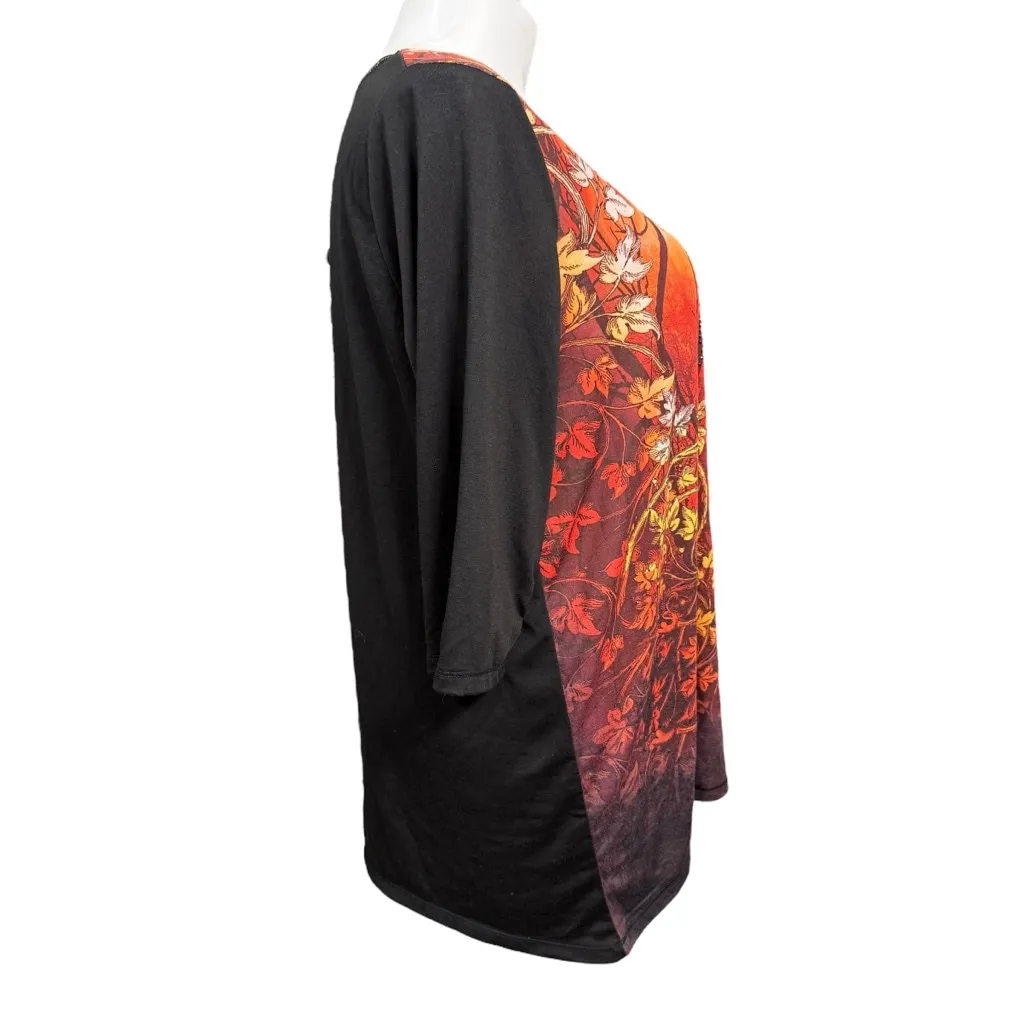 Onque Casual Black Cat Witch Hat Halloween Top Size 1X - Image 4