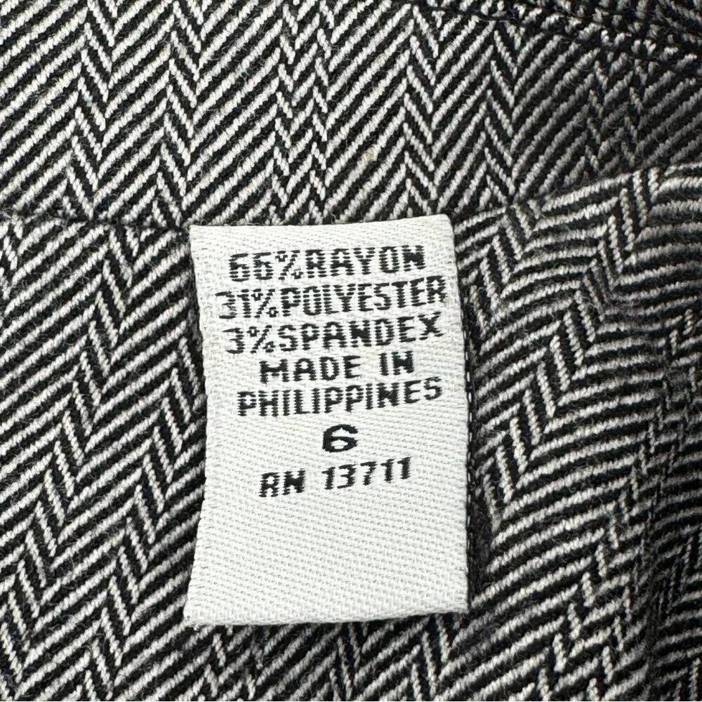 Amanda Smith  Herringbone Oversized Blazer Jacket Black Tan 6 Single Breasted - Image 11