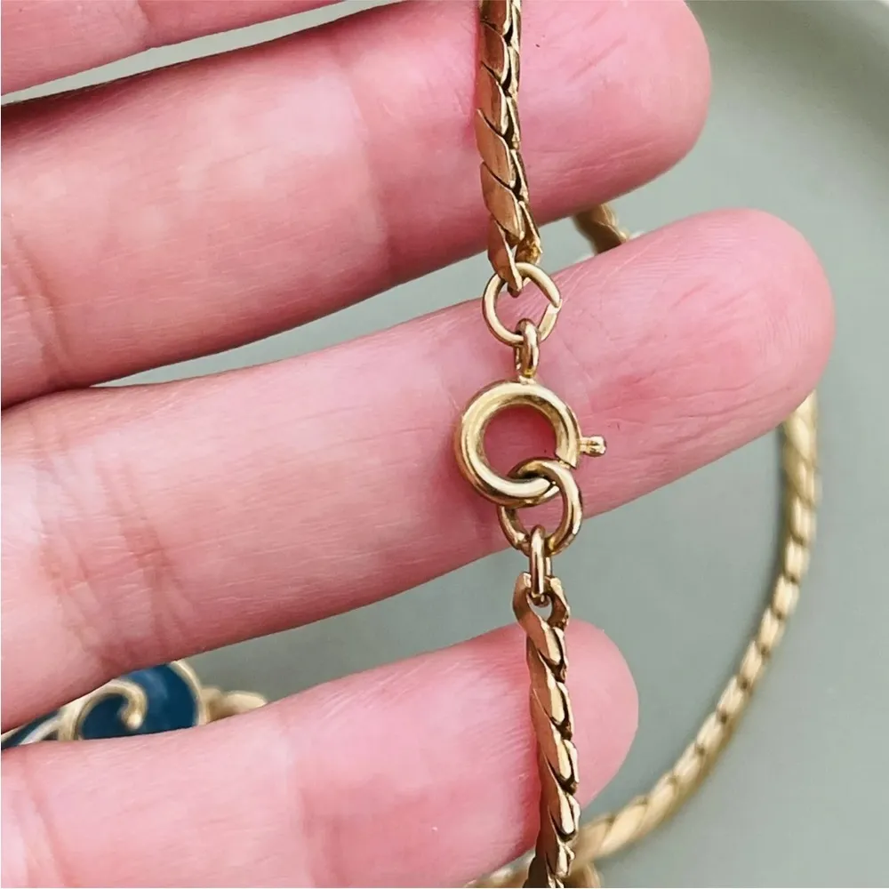 RARE 1970s vintage  Enamel gold tone chocker and earrings - Image 7