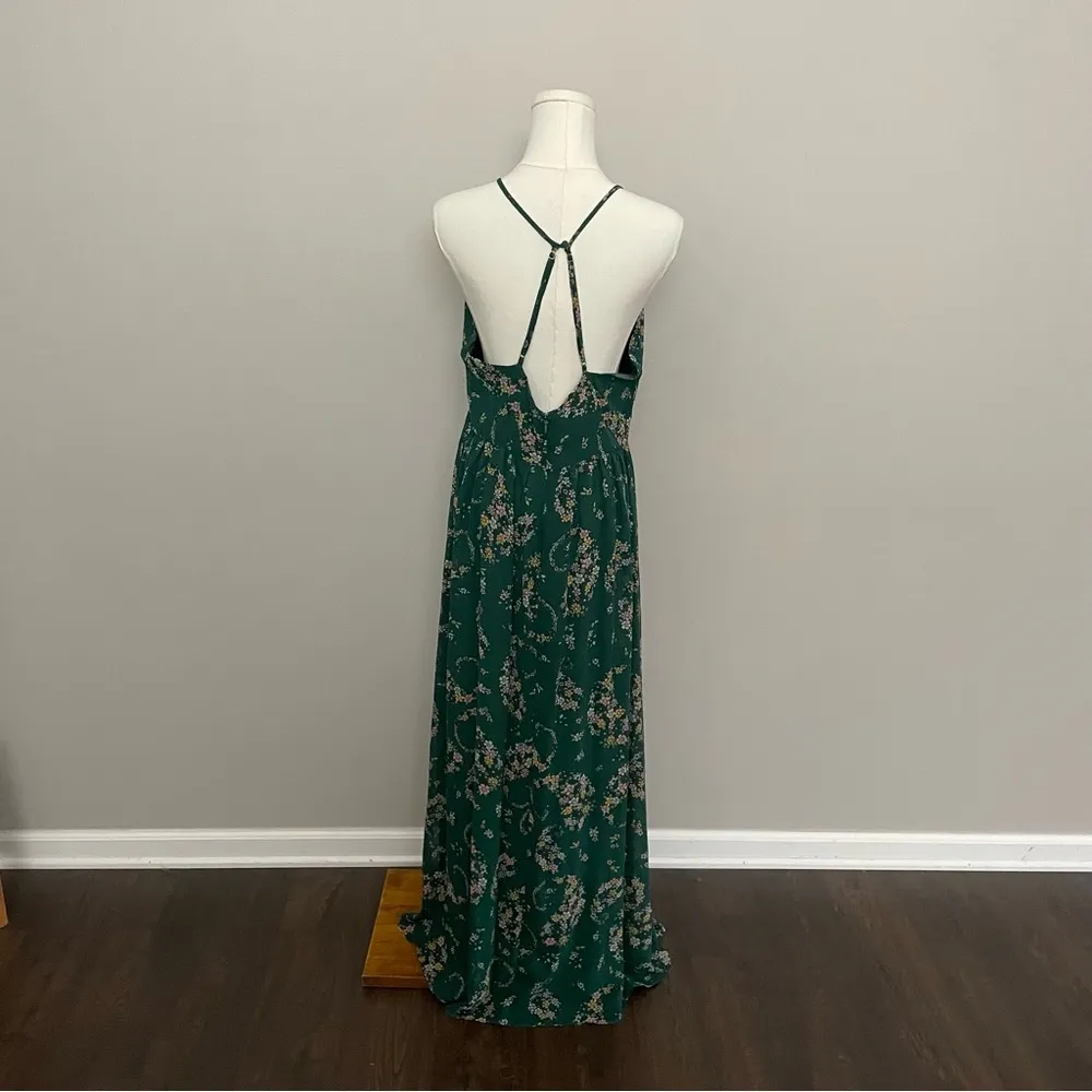 Laundry by Shelli Segal Dress Maxi Floral Surplice Racerback Lined Green Pink - Image 7