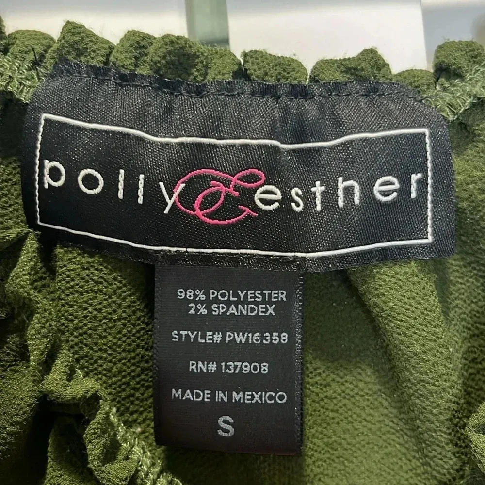 Polly & Esther off the shoulder small green long sleeved cropped top - Image 5
