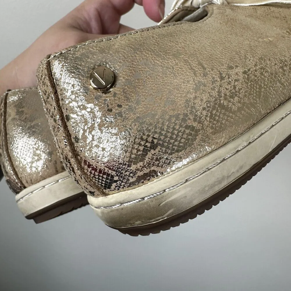 Vionic Sneakers Womens 7.5 Palermo Snake Print Gold Metallic Lace Up Comfort - Image 7
