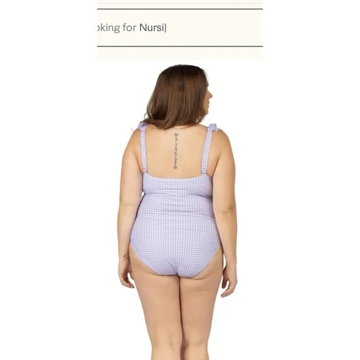 Kindred Bravely Ruffle Wrap Maternity & Nursing One Piece Swimsuit Size XL Purple - Image 2