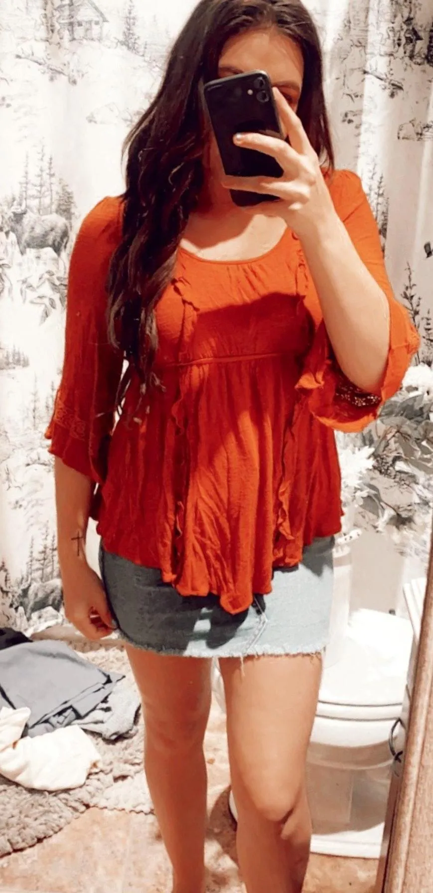 Decree  Burnt Orange Flowy Blouse  - Image 3