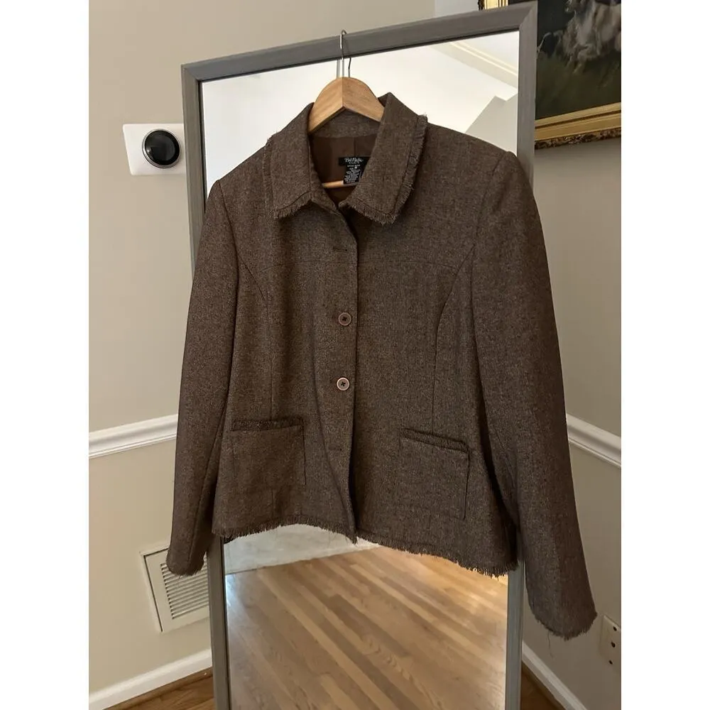Bob Mackie Brown Tan Suit Coat Jacket Blazer Size 16 - Image 3