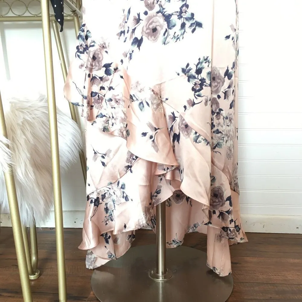 Sugar + Lips Satin Blush Floral Slip Maxi Dress - Image 4