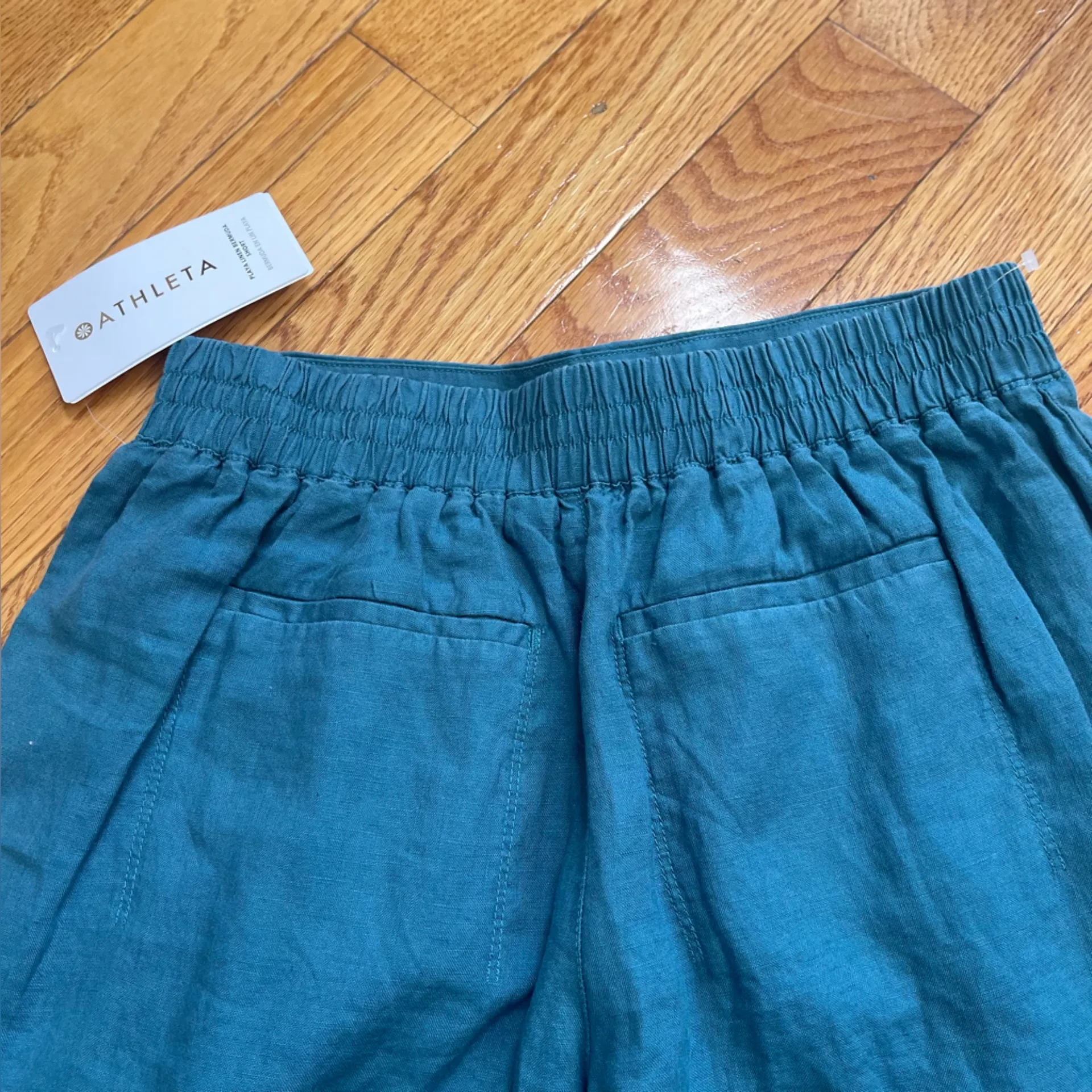 Athleta Playa Linen Bermuda Shorts in Borealis Teal Blue New Sz 8 Elastic Waist - Image 16