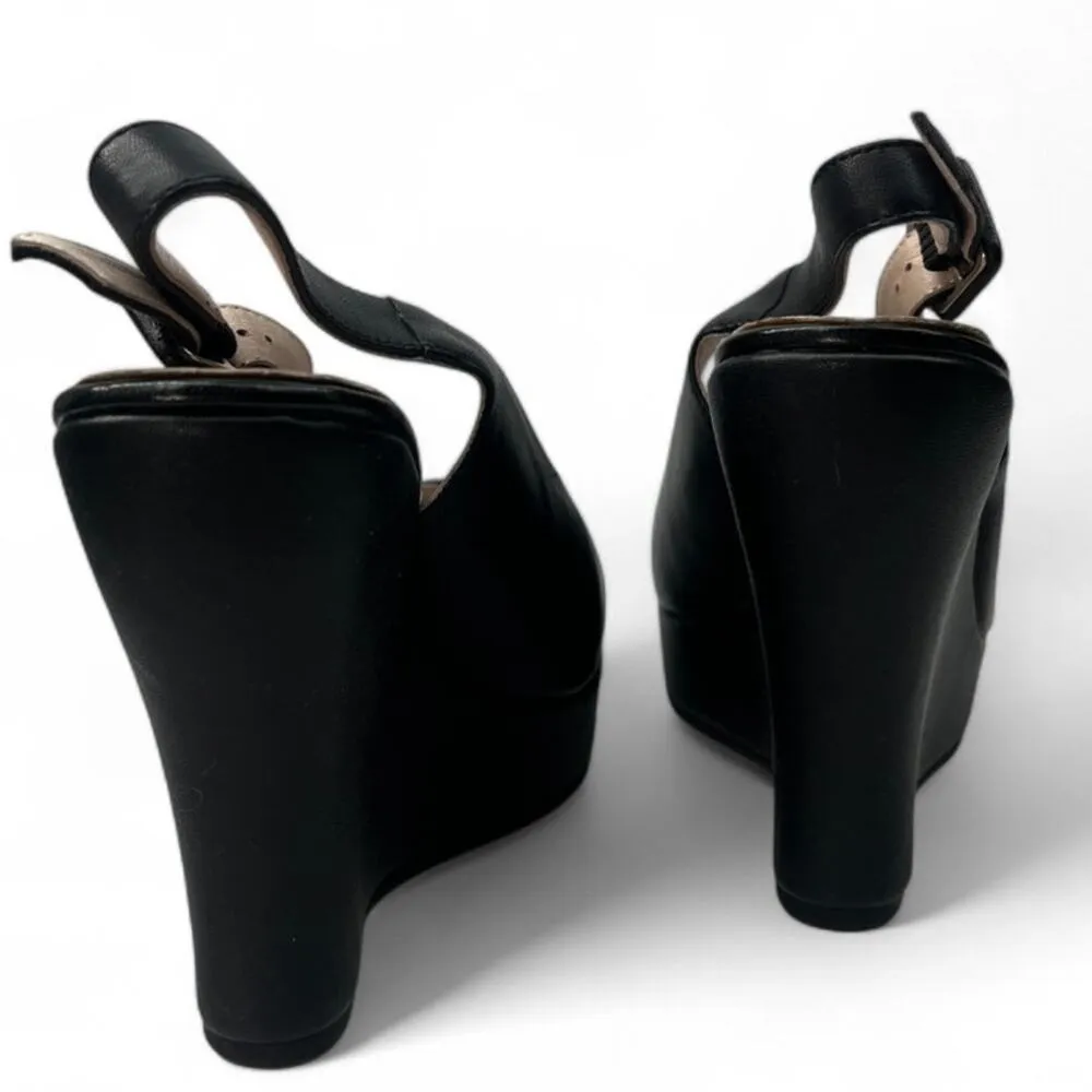 SCALA Collezione 37 / 7 European wedge sandal Platform Open Toe Slingback Black - Image 4