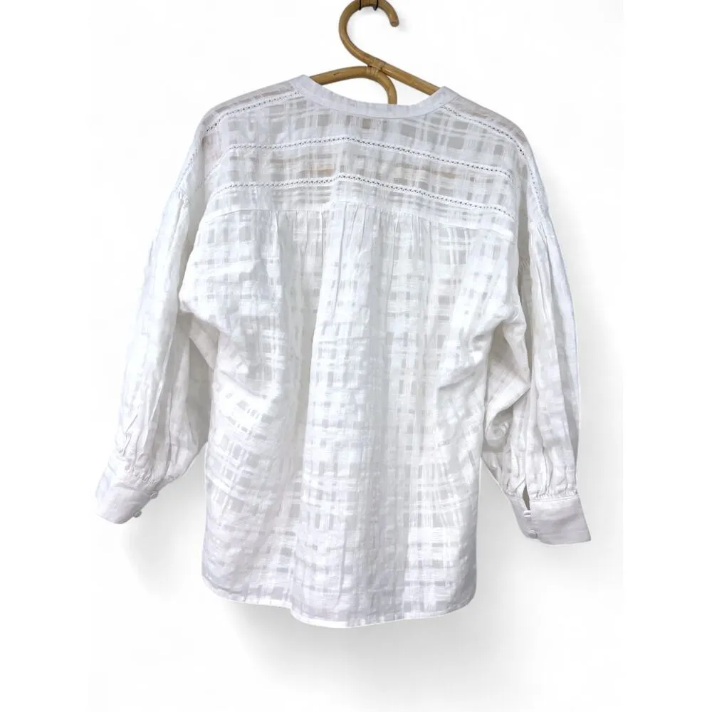 J McLaughlin | S | Blouse Top Women's White Semi Sheer Flowey Women's - Image 5