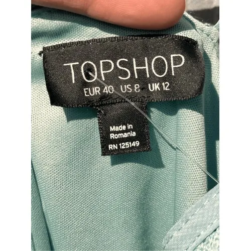 Topshop Lace Sheath Dress Aqua Blue Spaghetti Strap Square Neck Party Size S - Image 11