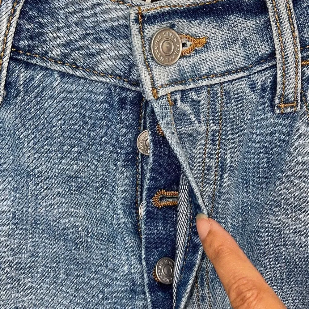 7 For All Mankind Womens Star Panel Easy Straight Button Fly Jeans Blue Size‎ 28 - Image 8