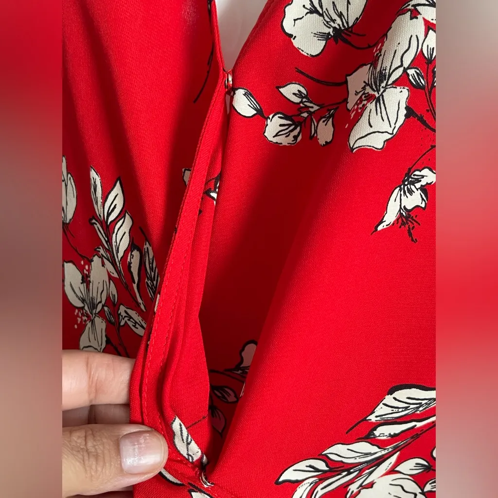 Kaileigh Red Floral Wrap Blouse - Image 5