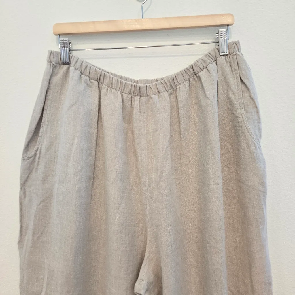 Flax Linen Crop Pull on Pants Size 1X Lagenlook Boho pants - Image 8