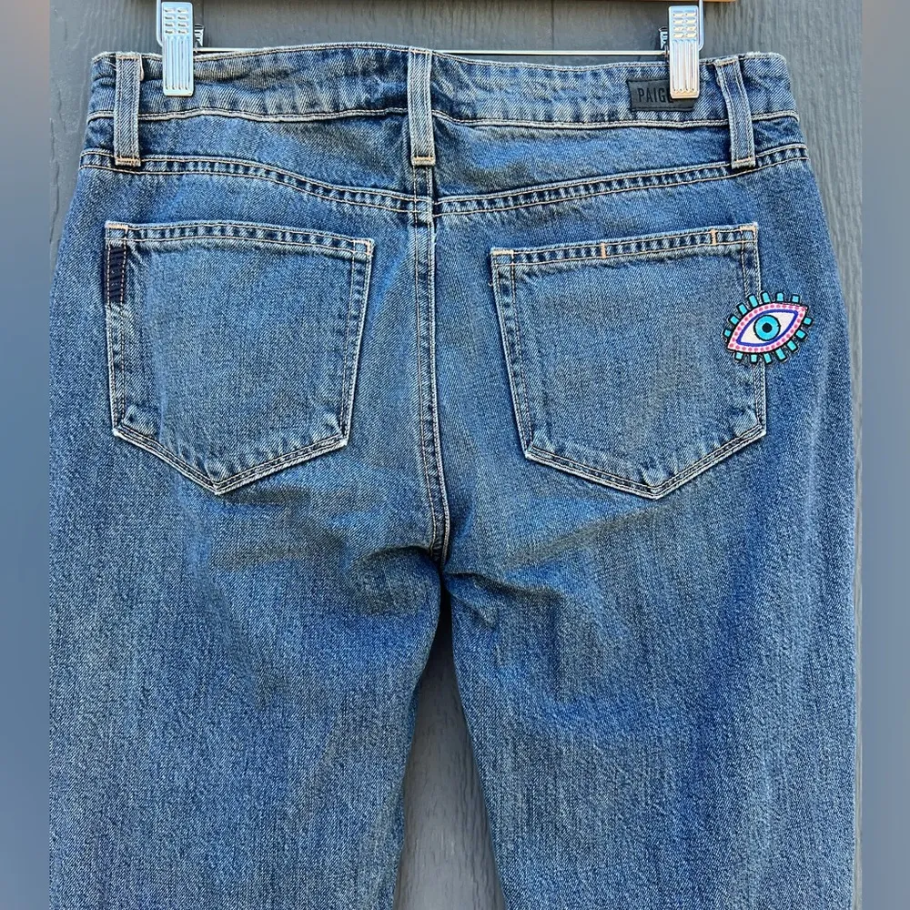 Paige Jimmy Jimmy Ankle Boyfriend Eye Embroidered Jeans Size 27 - Image 11