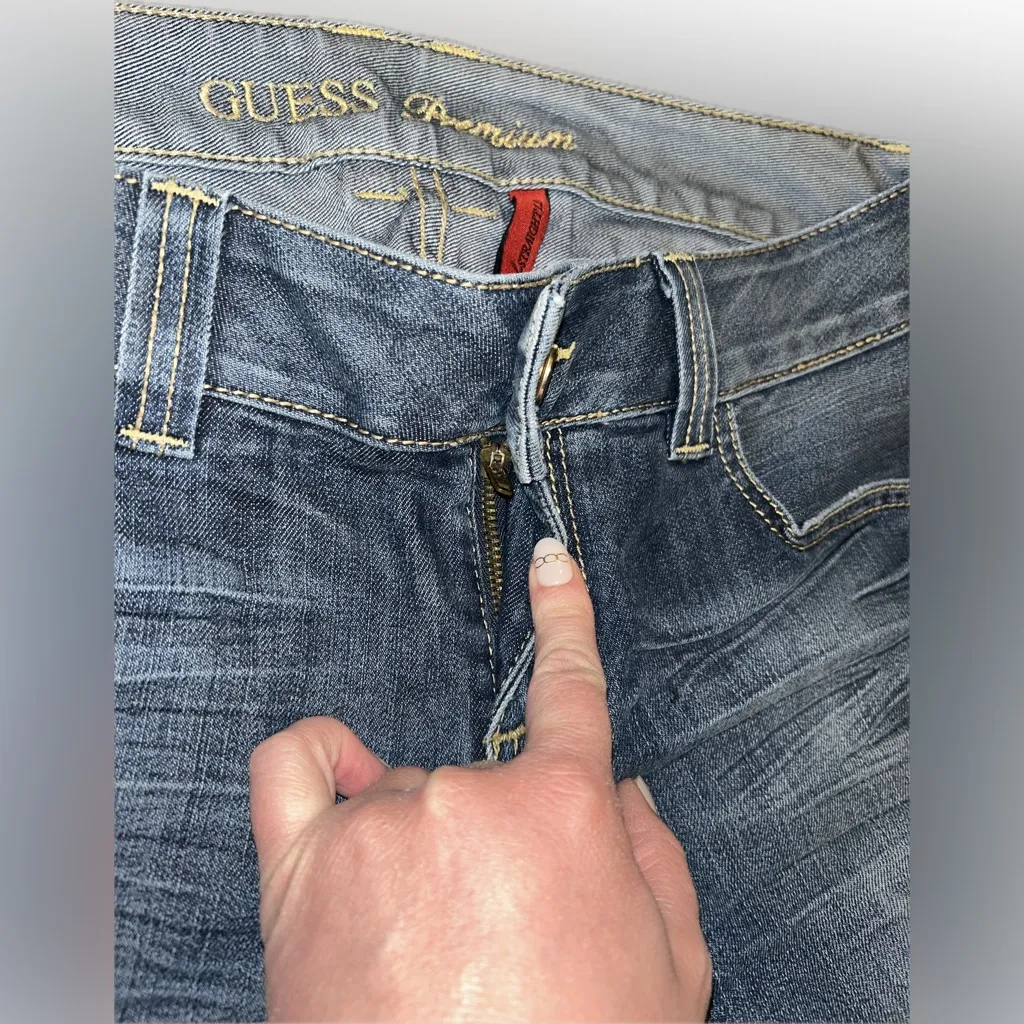 Guess Premium Denim Daredevil Low Rise Straight Leg Y2K Embroidered Pockets 30 - Image 7