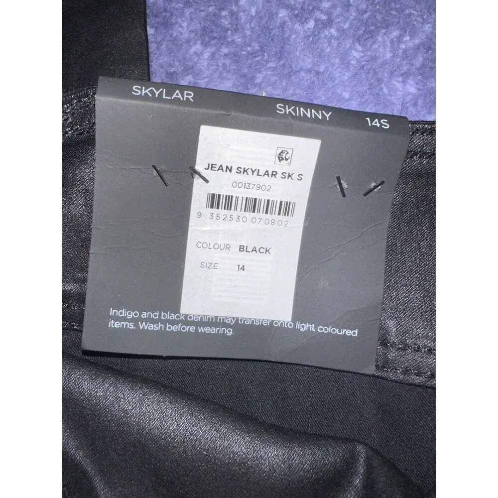 SKYLAR HIGH WAIST BLACK SKINNY JEANS WOMENS SHIRT 14 SHORT NWT - Image 6