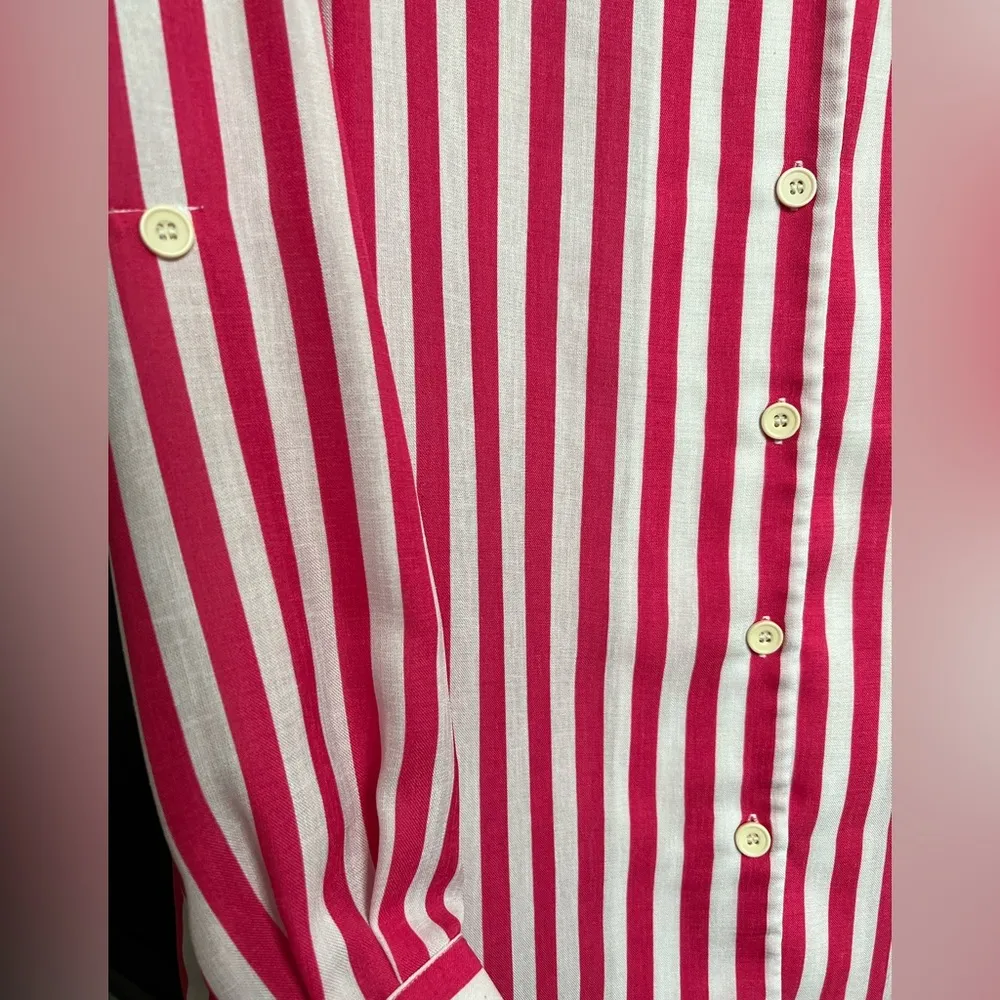 Vintage Patchington Menswear Striped Oversized Button Down Shirt | Hot Pink | M Size M - Image 5