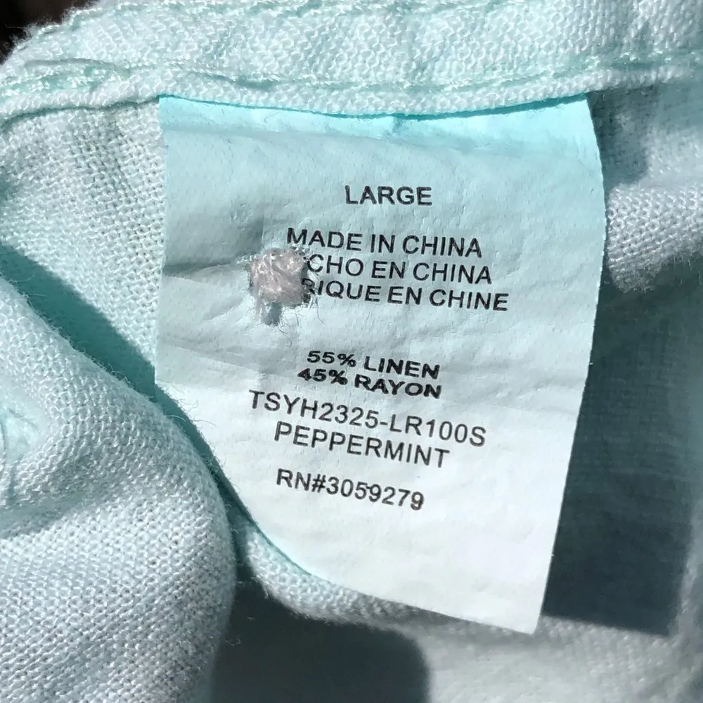 Thread & Supply Linen Blend button down shirt top with open back L Green Size L - Image 8