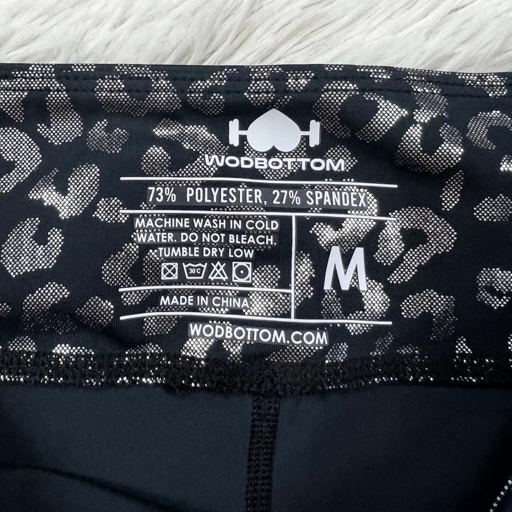 Wodbottom Black Silver Leopard Metallic Shorts 2.5" CrossFit Workout Size Medium - Image 6