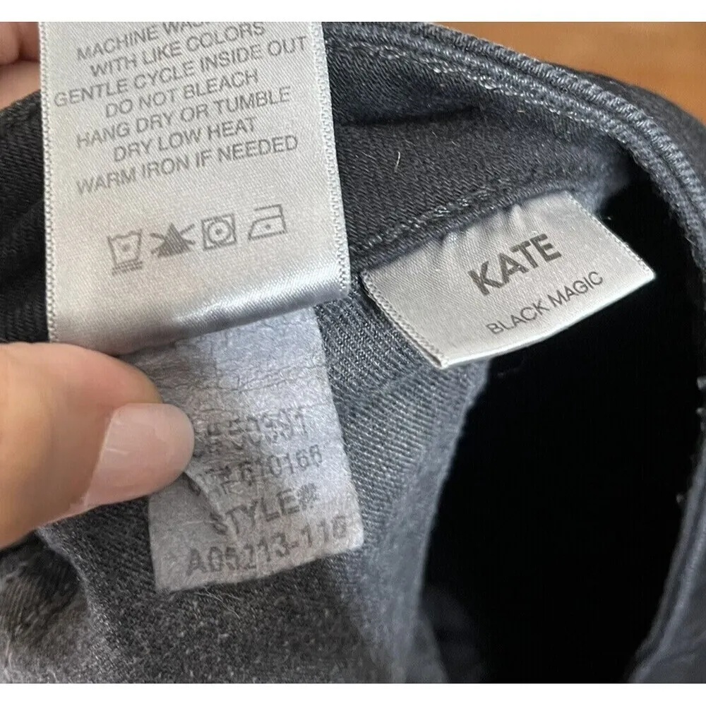 AMO Kate Mid Rise Slim Jeans Women’s Size 31 Black Magic Stretch Ankle Denim - Image 13