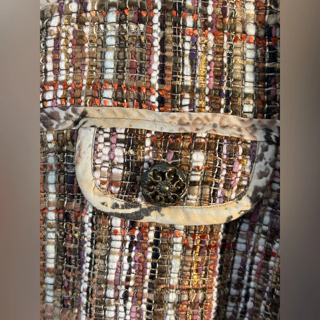 Chico’s Fringe Tweed Ida Jacket Size 2 / 12 Business Career Academia Preppy - Image 4