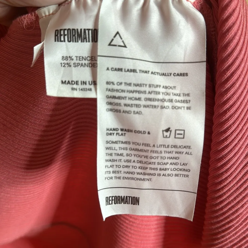 Reformation Tulip Ribbed Wrap Mini Dress In Dusty Rose Pink Size XS - Image 8