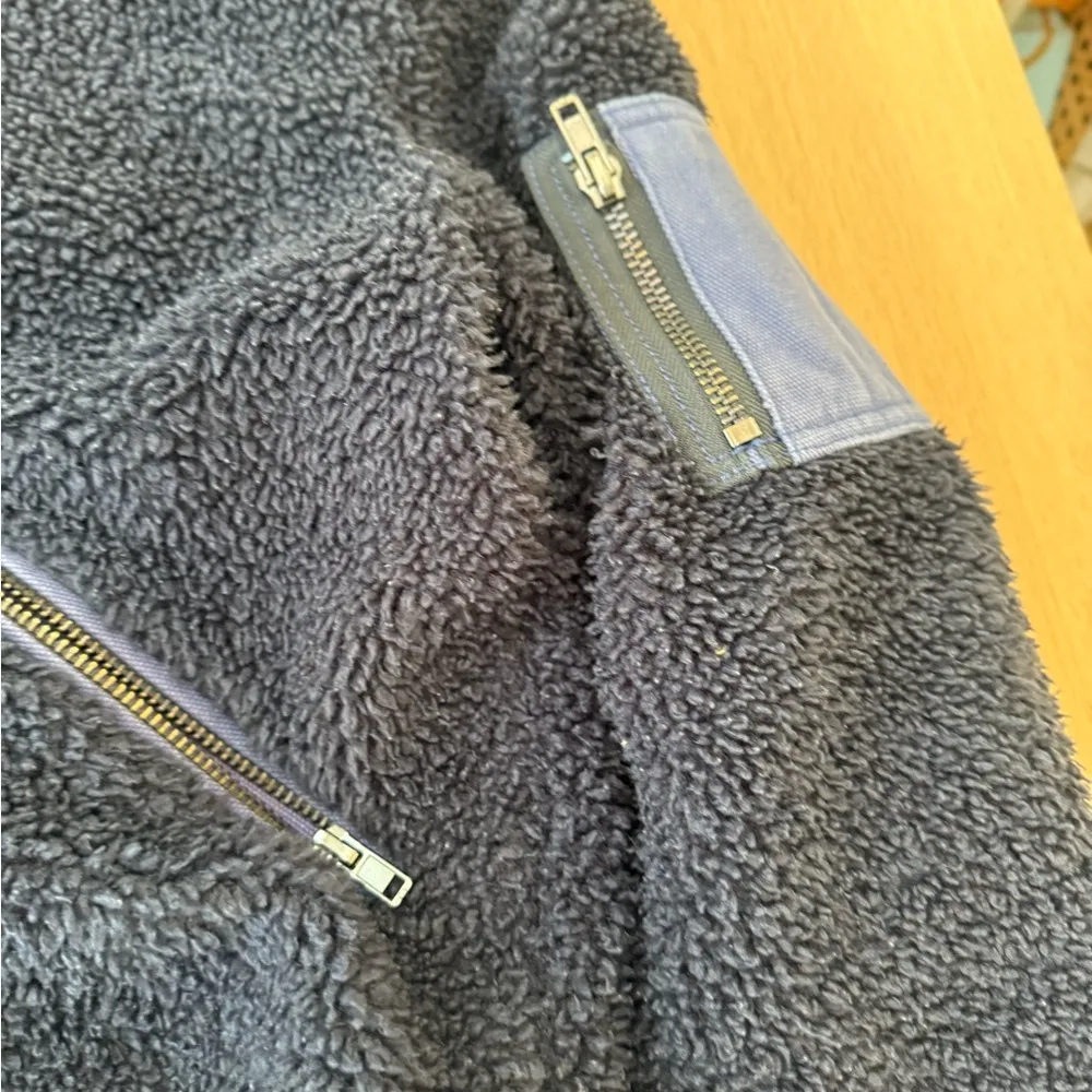 Free People Teddy Bear Aviator Bomber Blue Jacket Size Small - Image 4