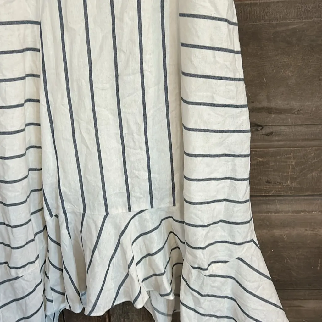 Ellison Women’s  Hi Lo Tank Dress Sz Large  Ruffle Hem Blue White Striped‎ - Image 2