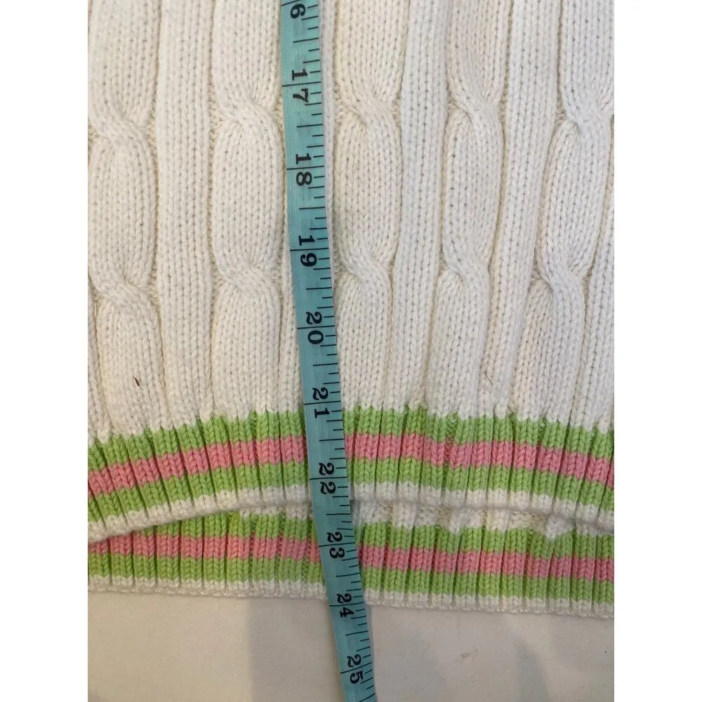 Lilly Pulitzer White Cable Knit Sweater Vest V-Neck EUC Sz S Cotton Pullover - Image 9