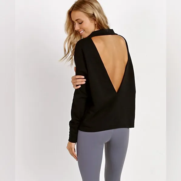 Varley Revive Kingsmill Long Sleeve Lightweight Top Open V Back Grey - Image 3